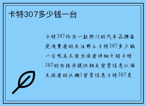 卡特307多少钱一台